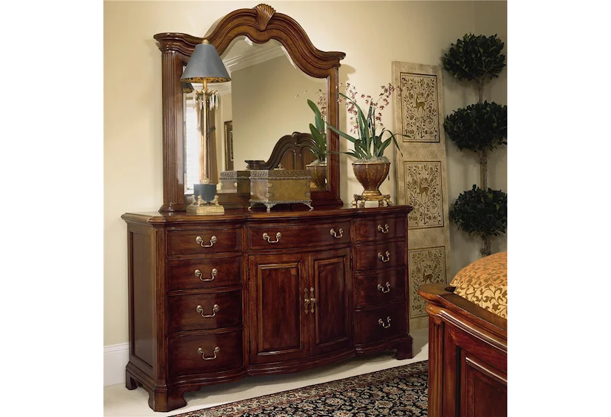 Cherry Grove 45th Triple Dresser and Landscape Mirror by American Drew at Esprit Decor Home Furnishings
